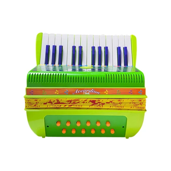 Mini 24 gombos 12 basszus harmonika ABS anyag csattal, hangszer kezdőknek - Zöld