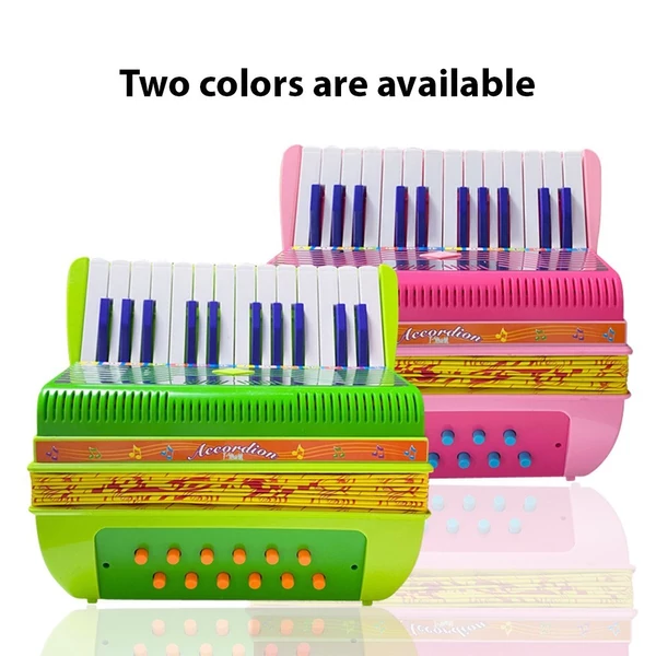Mini 24 gombos 12 basszus harmonika ABS anyag csattal, hangszer kezdőknek - Zöld