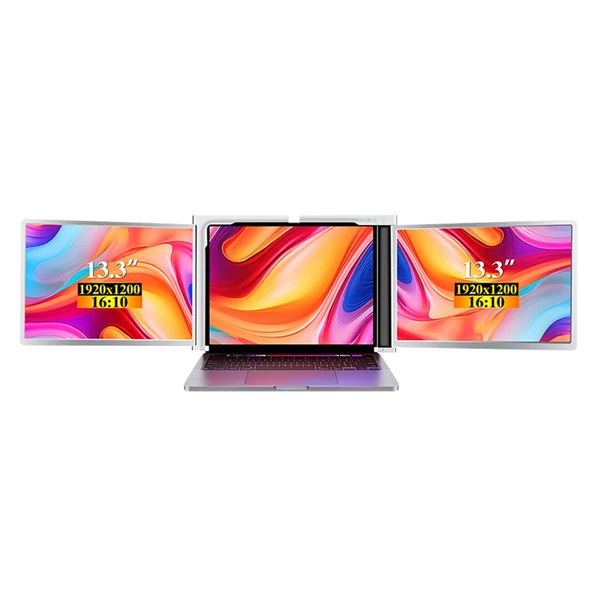 13,3 hüvelykes hordozható háromképernyős monitor laptop FHD bővítőképernyő