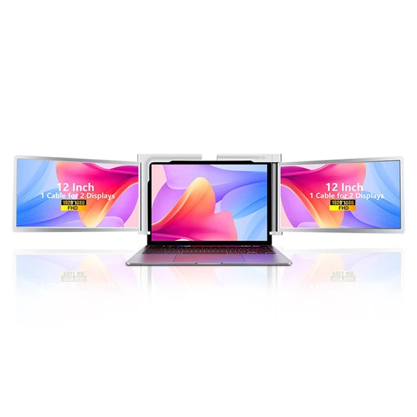 12 hüvelykes hordozható háromképernyős monitor laptop FHD bővítőképernyő