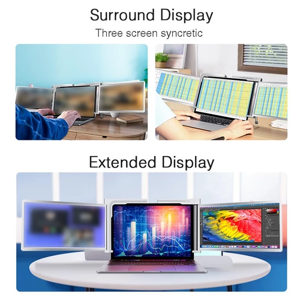 12 hüvelykes hordozható háromképernyős monitor laptop FHD bővítőképernyő