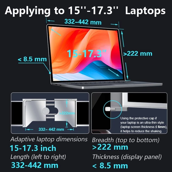 15 hüvelykes hordozható háromképernyős monitor laptop FHD bővítőképernyő