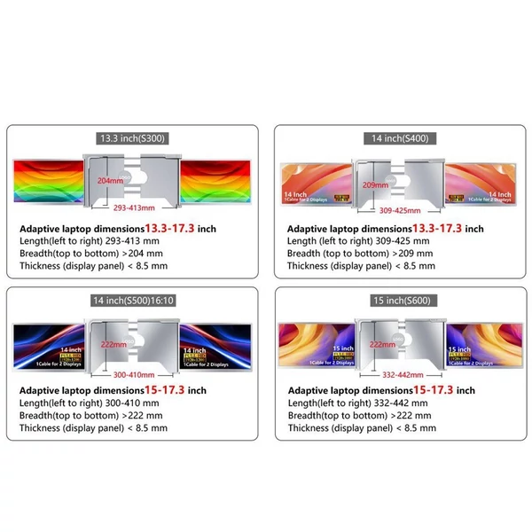 15 hüvelykes hordozható háromképernyős monitor laptop FHD bővítőképernyő
