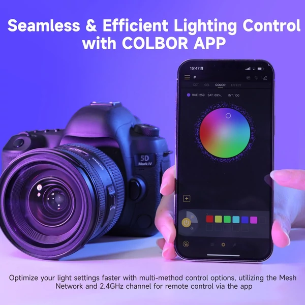 COLBOR W60R zseb RGB videolámpa 60 W LED fényképezési kitöltő lámpa