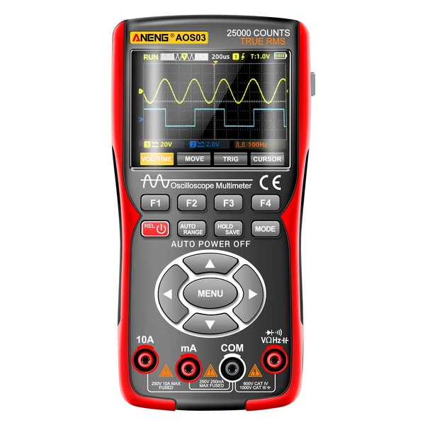 3 az 1-ben kézi oszcilloszkópos multiméteres jelgenerátor, kétcsatornás 50 MHz sávszélesség