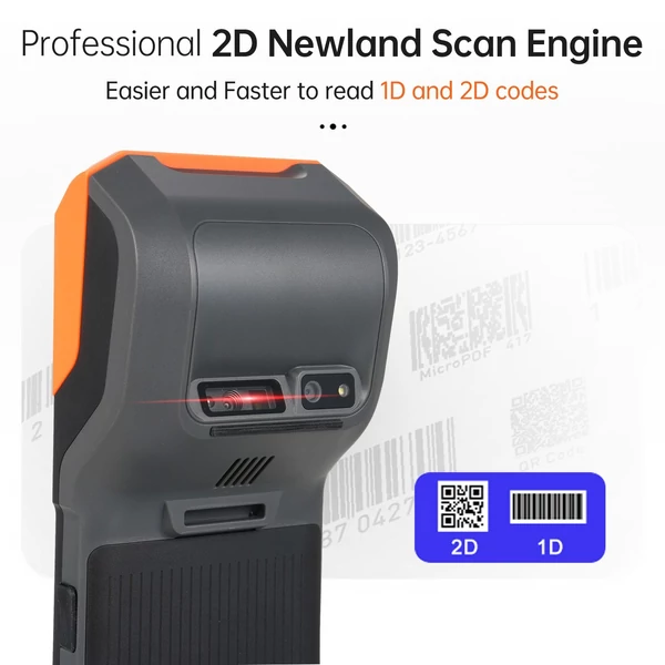 Kézi Android 13.0 POS nyugtanyomtató PDA terminál (NFC és 2D szkennermotor verzió)