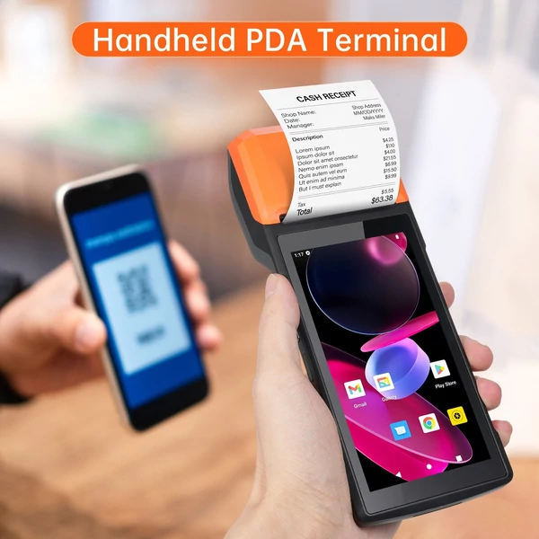 Kézi Android 13.0 POS nyugtanyomtató PDA terminál (NFC és 2D szkennermotor verzió)
