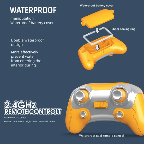 2,4 GHz-es távirányítós vízi játék, vízálló, vízpermet funkció/egy kattintásos bemutató világítással - Sárga