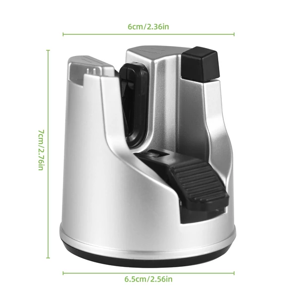 3 az 1-ben Volfrámacél kézi konyhai élezőszerszám tapadókoronggal - Ezüst