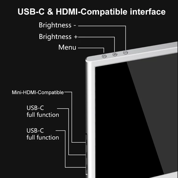 14 hüvelykes laptop bővítőképernyős FHD hordozható háromképernyős monitor 1 kábellel 2 kijelzőhöz - Szürke