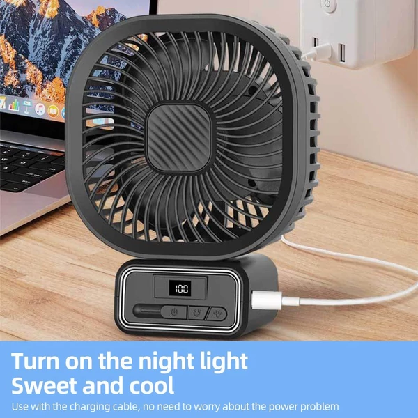 Babakocsi ventilátor rugalmas háromlábú klipszel, LED kijelzővel, klipventilátorral (rázó funkcióval) - Fekete