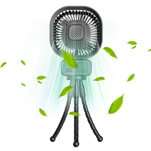 Babakocsi ventilátor rugalmas háromlábú klipszel, LED kijelzővel, klipventilátorral (rázó funkcióval) - Fekete