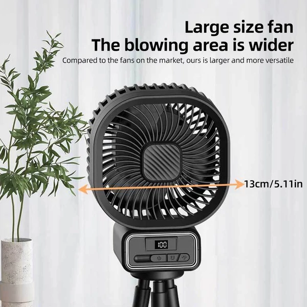 Babakocsi ventilátor rugalmas háromlábú klipszel, LED kijelzővel, klipventilátorral (rázó funkcióval) - Fekete