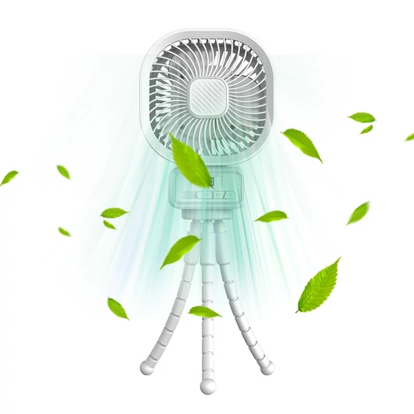 Babakocsi ventilátor rugalmas háromlábú klipszel, LED kijelzővel, klipventilátorral (rázó funkcióval) - Fehér