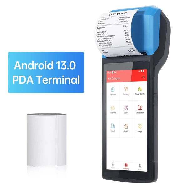 Kézi Android 13.0 POS PDA terminál 5,5 hüvelykes érintőképernyővel (Standard verzió)