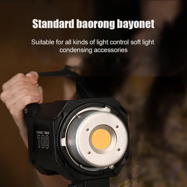 YONGNUO YNRAY100 kétszínű hőmérsékletű, 120 W-os stúdió LED-es videófény-fényképezési kitöltőlámpa szabványos reflektorral (tartozékkal)