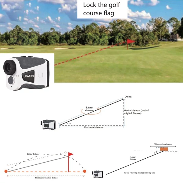 Golf távolságmérő lejtős teleszkóppal, 6x LCD 905nm C típusú lézer - 800m