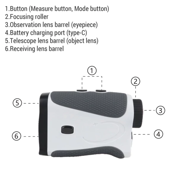 Golf távolságmérő lejtős teleszkóppal, 6x LCD 905nm C típusú lézer - 800m