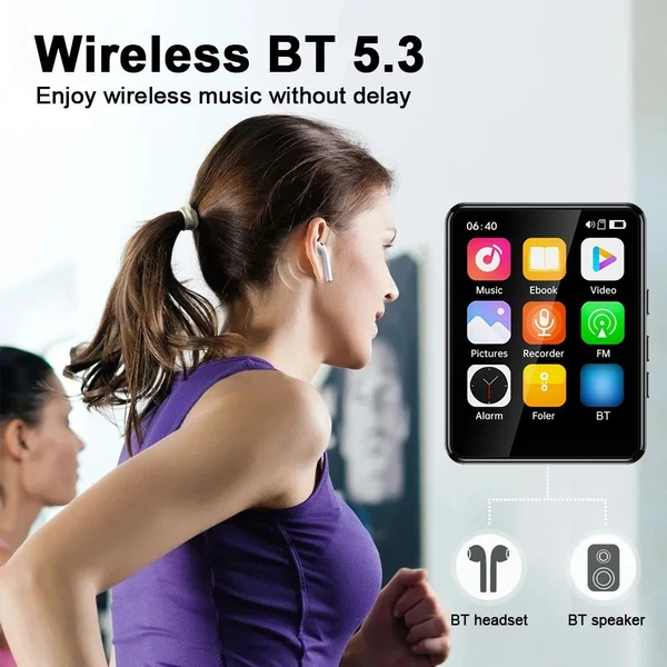MP3 és MP4 lejátszó hangszóróval, 2,4 hüvelykes teljes érintőképernyős BT - 8GB