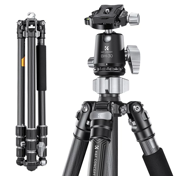 K&F CONCEPT szénszálas kamera állvány, monopod, BH-30 rugalmas gömbfejjel