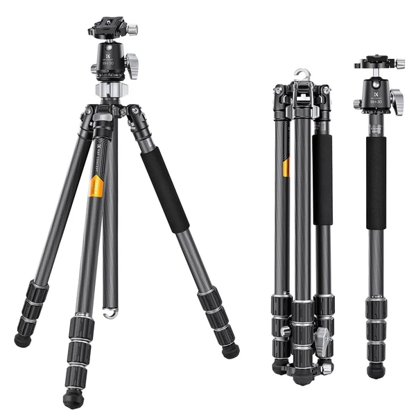 K&F CONCEPT szénszálas kamera állvány, monopod, BH-30 rugalmas gömbfejjel