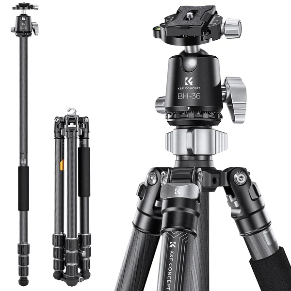 K&F CONCEPT szénszálas kamera állvány, monopod, BH-36 rugalmas gömbfejjel