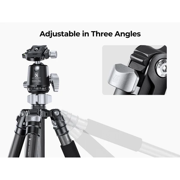 K&F CONCEPT szénszálas kamera állvány, monopod, BH-36 rugalmas gömbfejjel