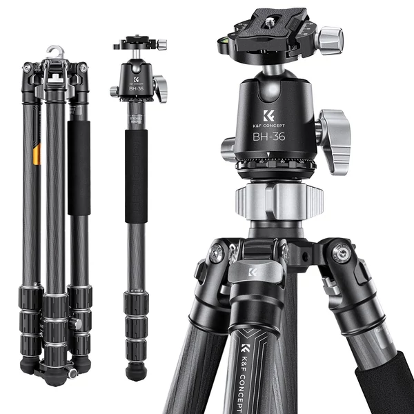 K&F CONCEPT szénszálas kamera állvány, monopod, BH-36 rugalmas gömbfejjel