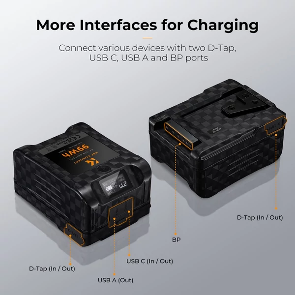 K&F CONCEPT hordozható V-Lock akkumulátor 99Wh 14,8V 6700mAh nagy kapacitású V-be szerelhető akkumulátor