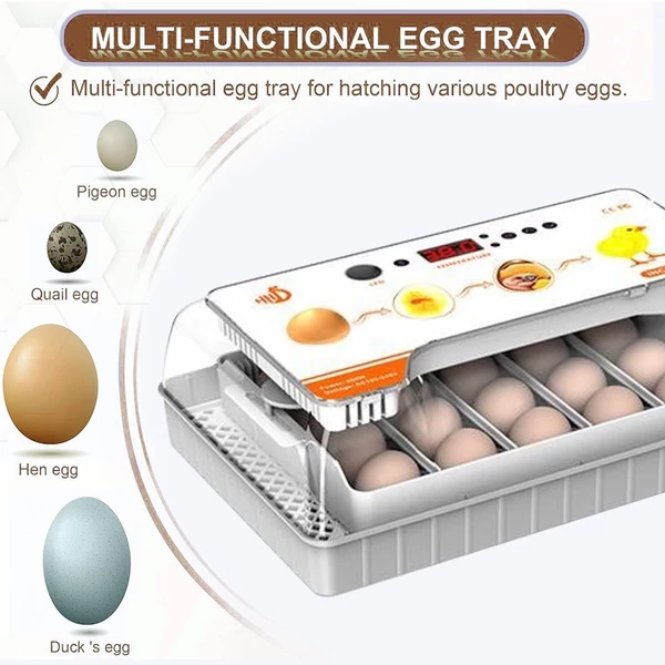 Inkubátor keltetőtojásokhoz Automatikus tojásforgató 20 tojás hatékony LED-es tojásmegvilágítású kijelző