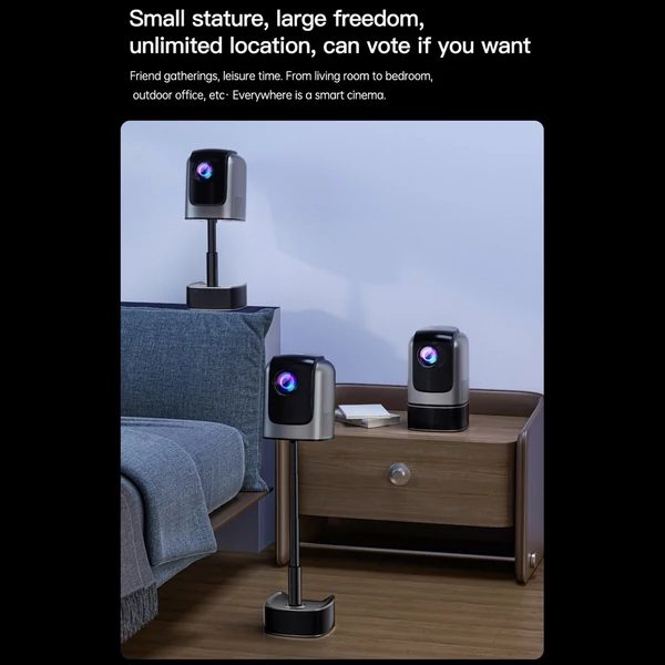 1080P otthoni filmvetítő, Android 9.0 videoprojektor visszahúzható rúddal - Szürke