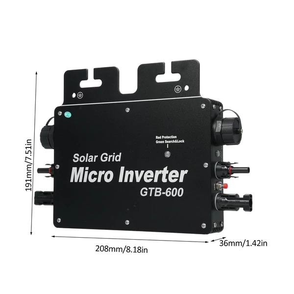 Napelemes inverter WiFi vezérléssel, automatikus azonosítással - 600W