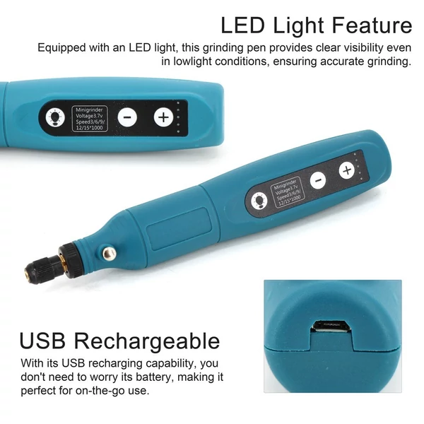 Vezeték nélküli USB újratölthető gravírozó toll, kompakt elektromos fúrótoll - A készlet
