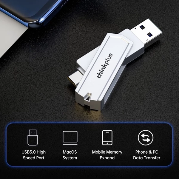 Lenovo thinkplus TPCU301Plus U Disk USB3.0 + Type-C portfelismerés - 64 GB