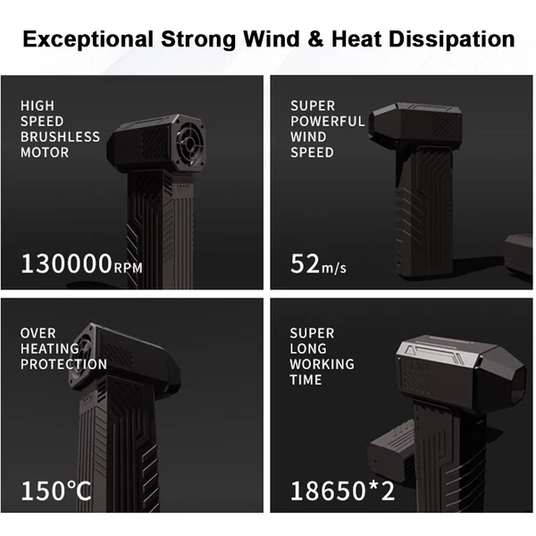 Kézi X3 Max Jet Fan 130 000 RPM szélsebesség 52 m/s kefe nélküli motor