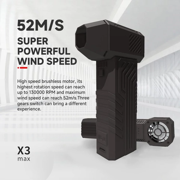 Kézi X3 Max Jet Fan 130 000 RPM szélsebesség 52 m/s kefe nélküli motor