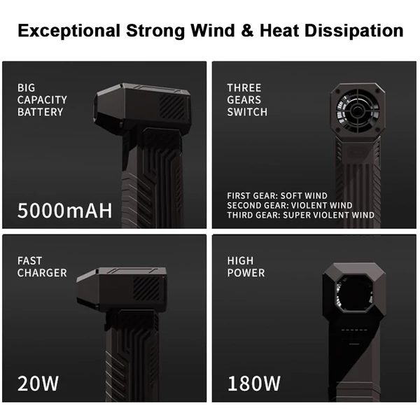 Kézi X3 Max Jet Fan 130 000 RPM szélsebesség 52 m/s kefe nélküli motor
