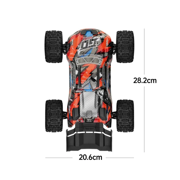 Wltoys 184008 2.4GHz 1/18 távirányítós 60KM/H sebességű terepjáró autó - Piros, 2 akkumulátor