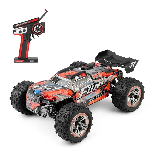 Wltoys 184008 2.4GHz 1/18 távirányítós 60KM/H sebességű terepjáró autó - Piros, 2 akkumulátor