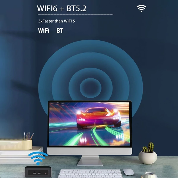 Mini PC Windows 11 AMD Ryzen R5 5600H, 8K 60Hz támogatás, WIFI6 BT5.2 - 16 GB RAM 512 GB SSD