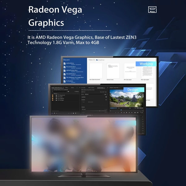 Mini PC Windows 11 AMD Ryzen R5 5600H, 8K 60Hz támogatás, WIFI6 BT5.2 - 32 GB RAM 1 TB SSD