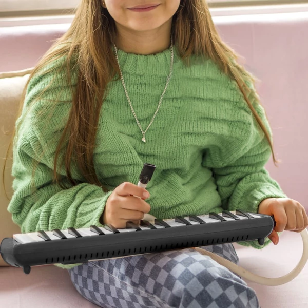 32 billentyűs Melodica Air Piano billentyűzet puha fúvócsővel, fúvókákkal Melodica fúvósok hordtáskával - Fekete