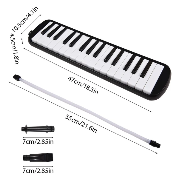 32 billentyűs Melodica Air Piano billentyűzet puha fúvócsővel, fúvókákkal Melodica fúvósok hordtáskával - Fekete