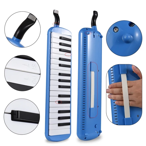 32 billentyűs Melodica Air Piano billentyűzet puha fúvócsővel, fúvókákkal Melodica fúvósok hordtáskával - Kék