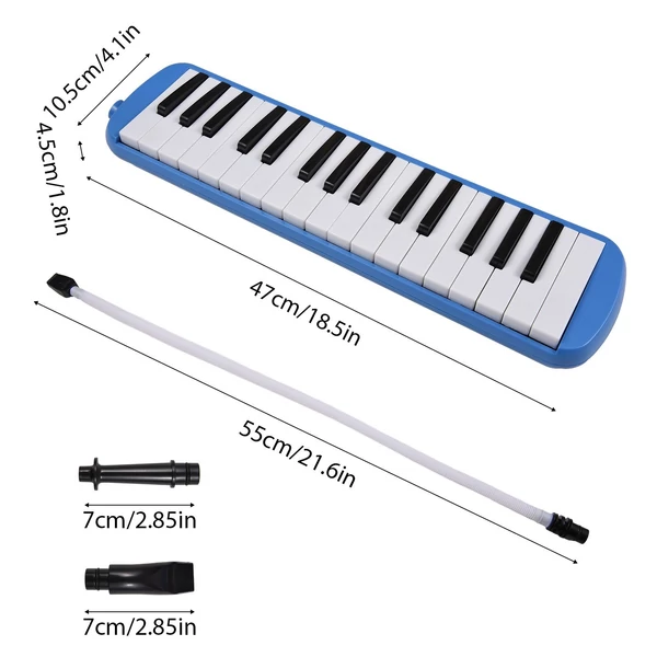 32 billentyűs Melodica Air Piano billentyűzet puha fúvócsővel, fúvókákkal Melodica fúvósok hordtáskával - Kék