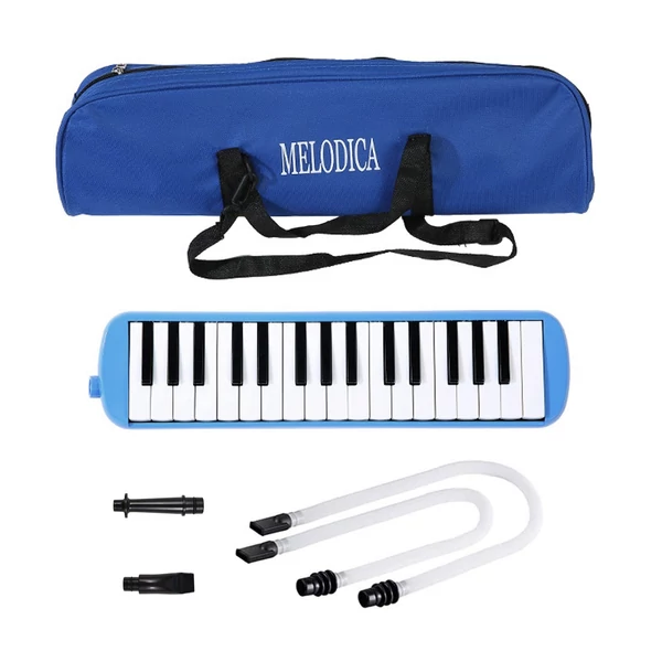 32 billentyűs Melodica Air Piano billentyűzet puha fúvócsővel, fúvókákkal Melodica fúvósok hordtáskával - Kék