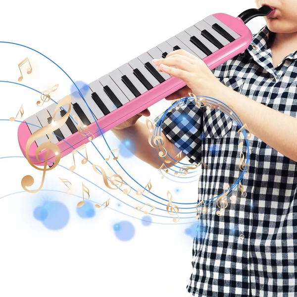 32 billentyűs Melodica Air Piano billentyűzet puha fúvócsővel, fúvókákkal Melodica fúvósok hordtáskával - Pink