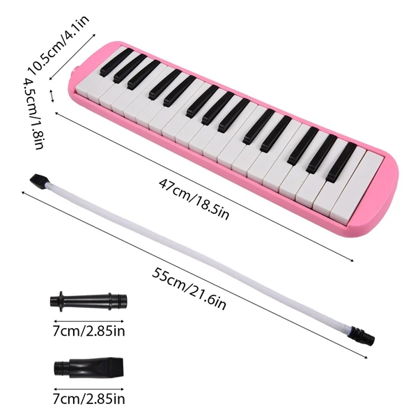 32 billentyűs Melodica Air Piano billentyűzet puha fúvócsővel, fúvókákkal Melodica fúvósok hordtáskával - Pink