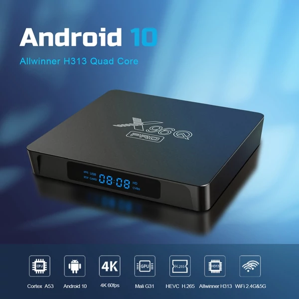 X96Q PRO Android 10.0 Smart TV Box UHD 4K médialejátszó Allwinner H313 - 16GB