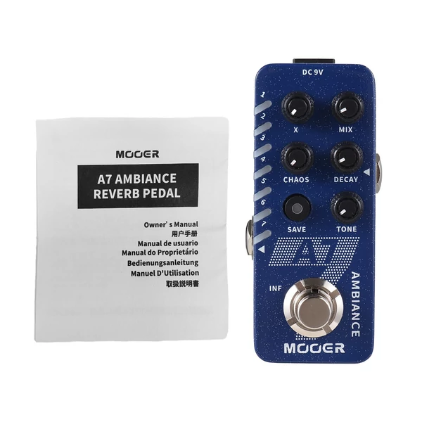 MOOER A7 Reverb gitár hangulat visszhangos pedál elektromos gitár effektus pedál